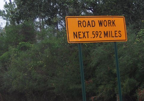 Exactness carried to the ridiculous! Photo of roadside sign in Louisiana